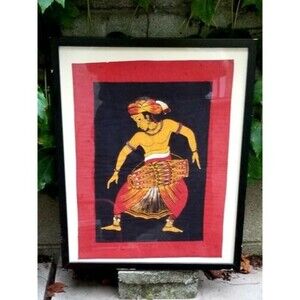 Vintage Silkscreen Batik Drummer Framed Print 18"x13" Framed to 20.75"x16.75"